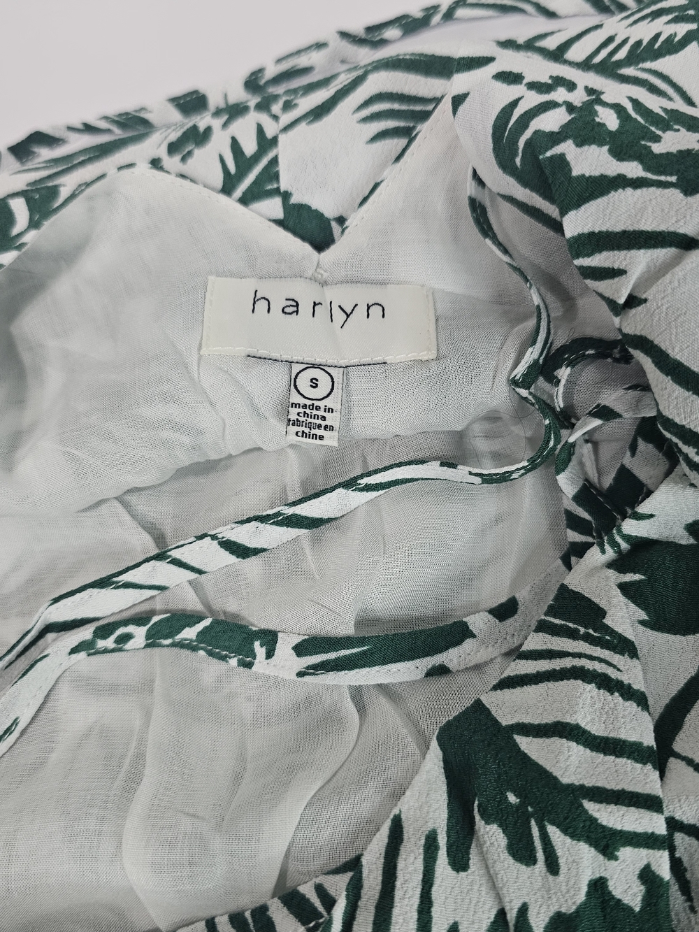 Harlyn Anthropologie Palm Leaf Maxi Dress Size S Green White Tropical - Picture 7 of 13